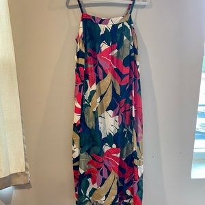 Tropical Leaf Print Maxi Dress